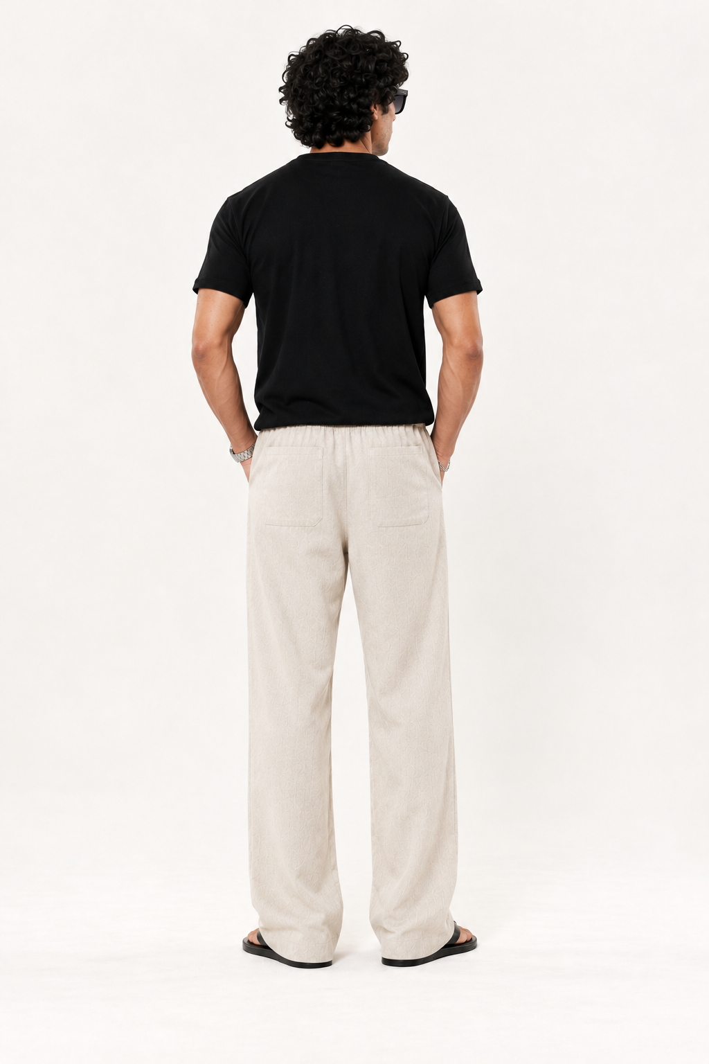 Sand Beige Pull On Linen Pants