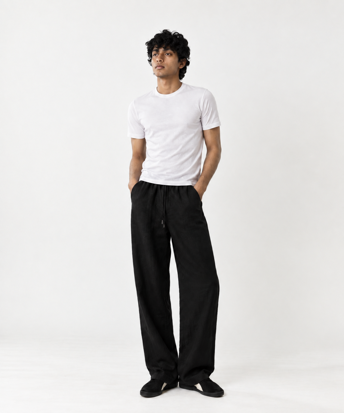 Midnight Black Pull On Linen Pants