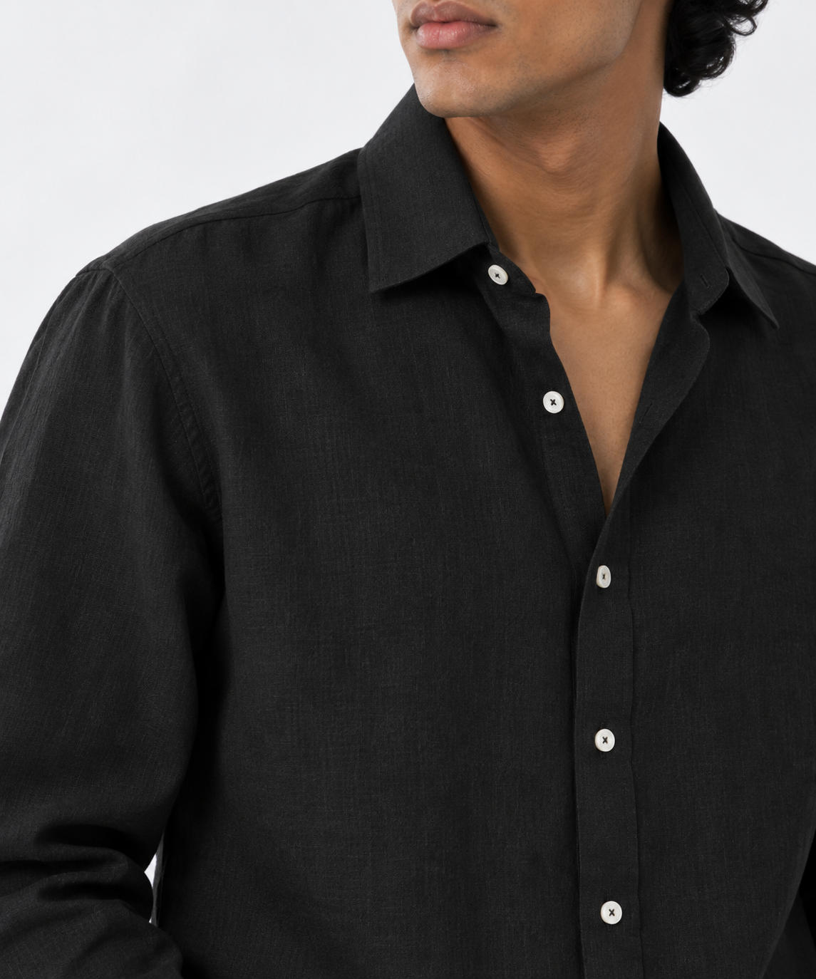 Charcoal Black Irish Linen Shirt-thumbmail-5