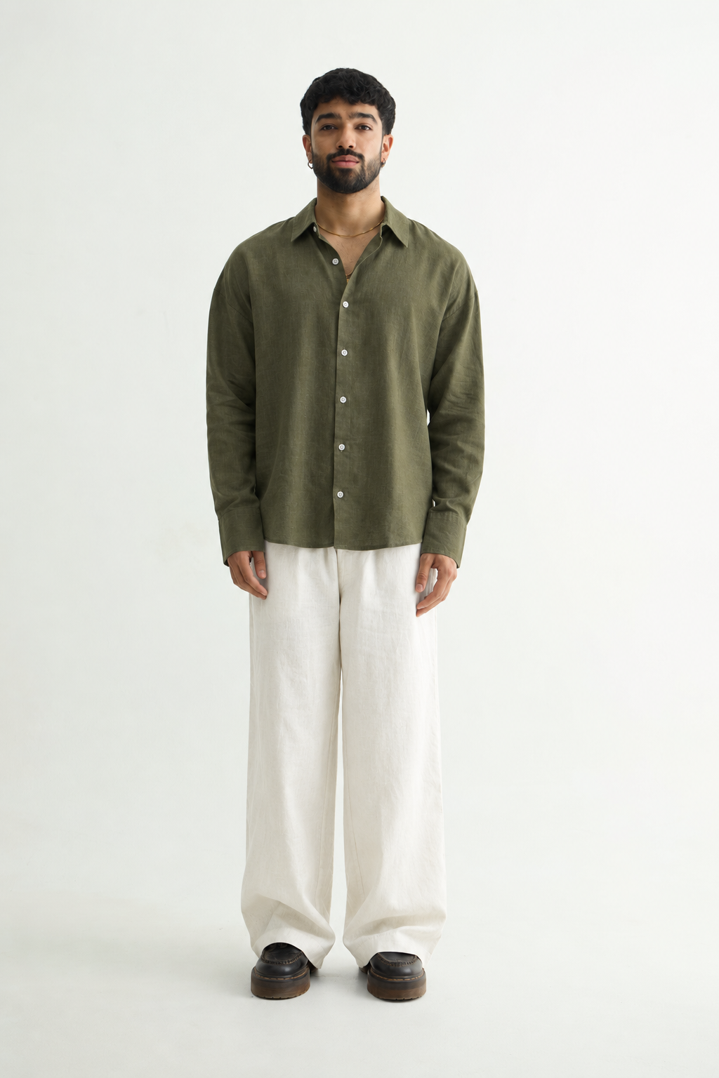 Olive & White Linen Set
