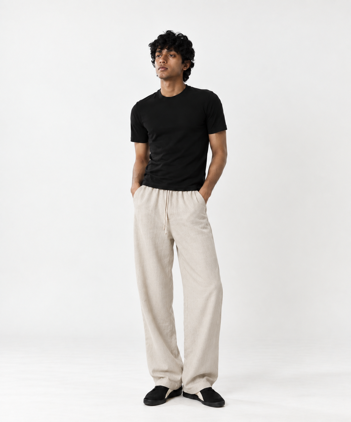 Sand Beige Pull On Linen Pants