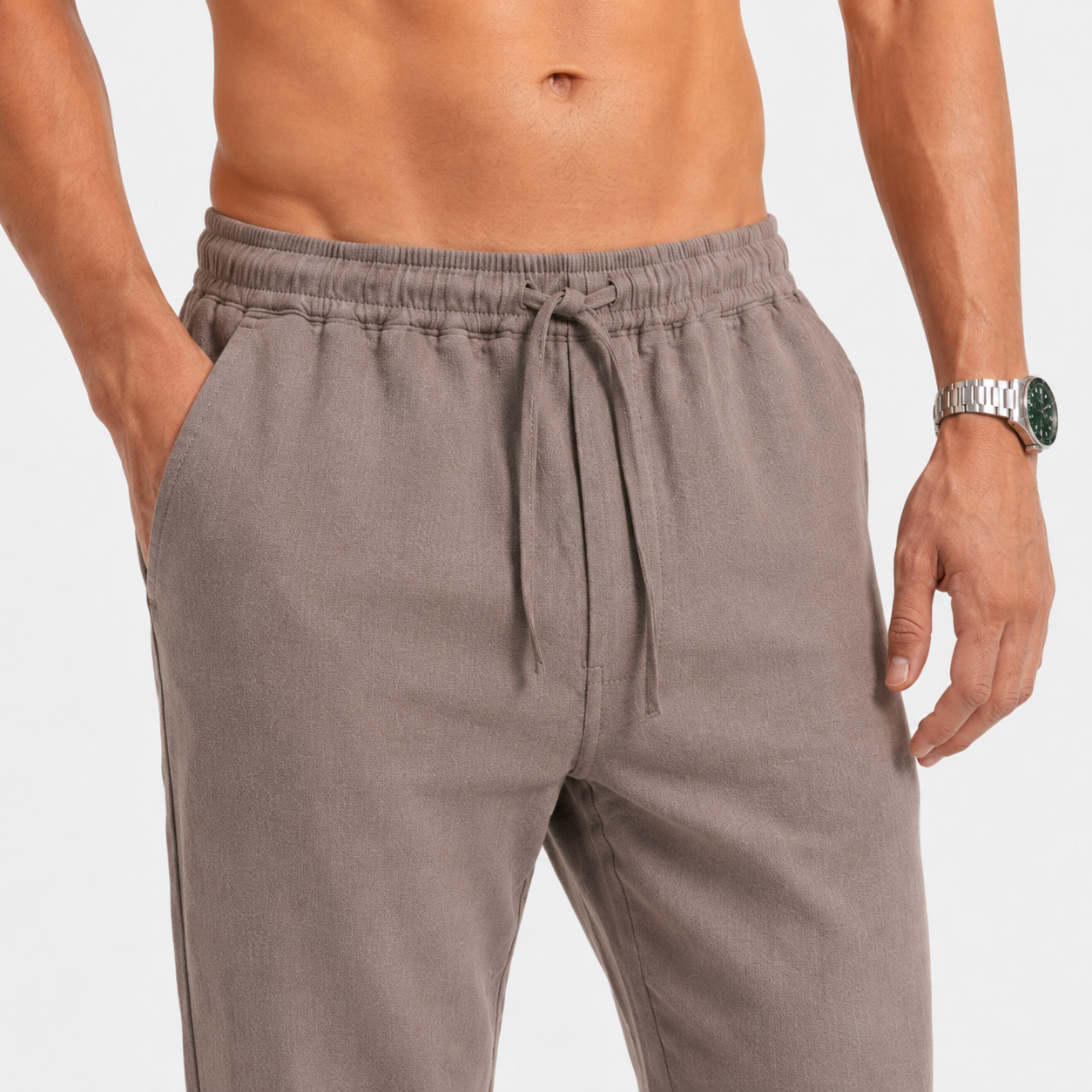 Stone Grey Pull On Linen Pants-thumbmail-7