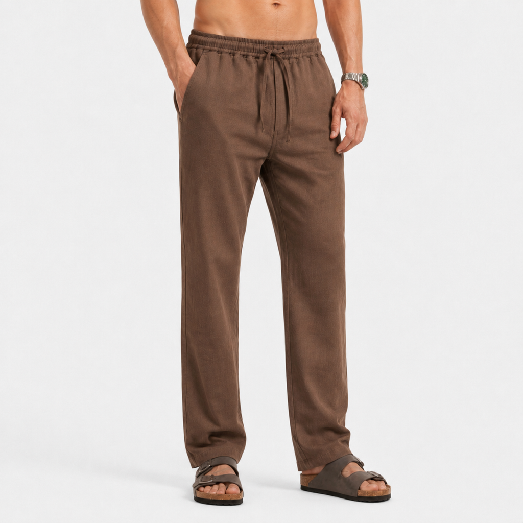 Mocha Pull on Linen Pants