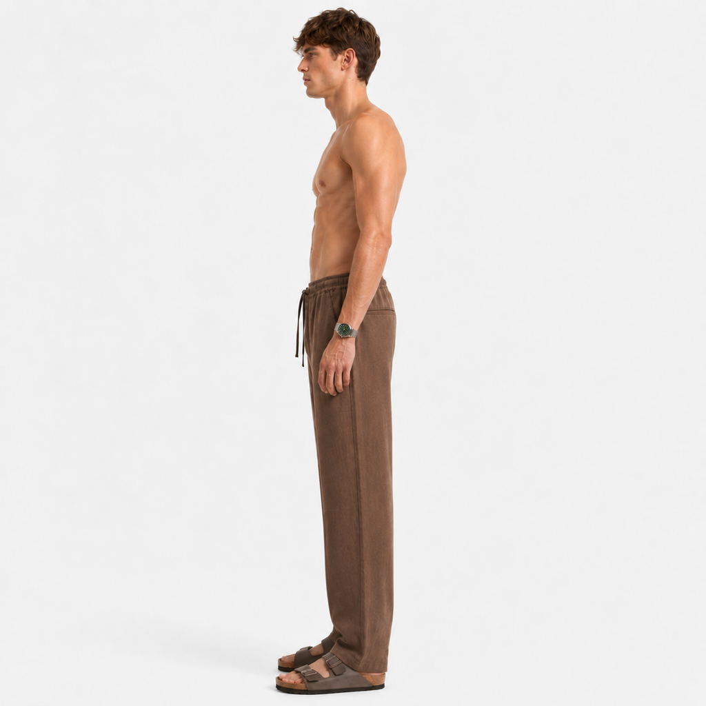 Mocha Pull on Linen Pants