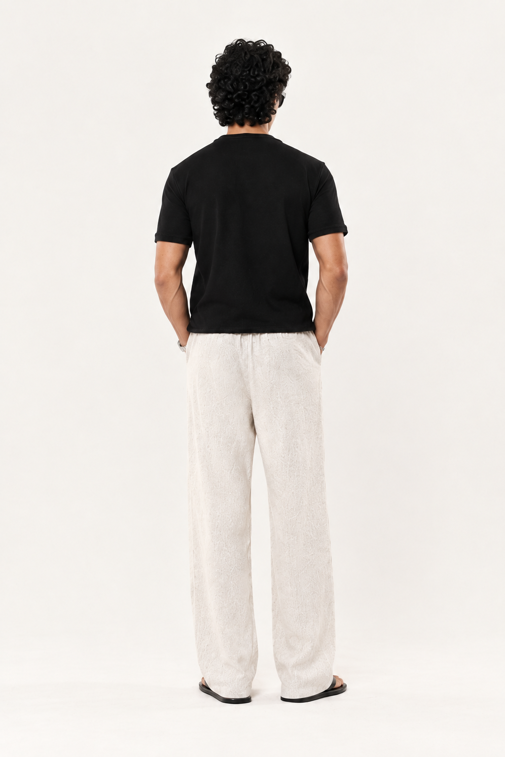 Vintage-White Pull On Linen Pants